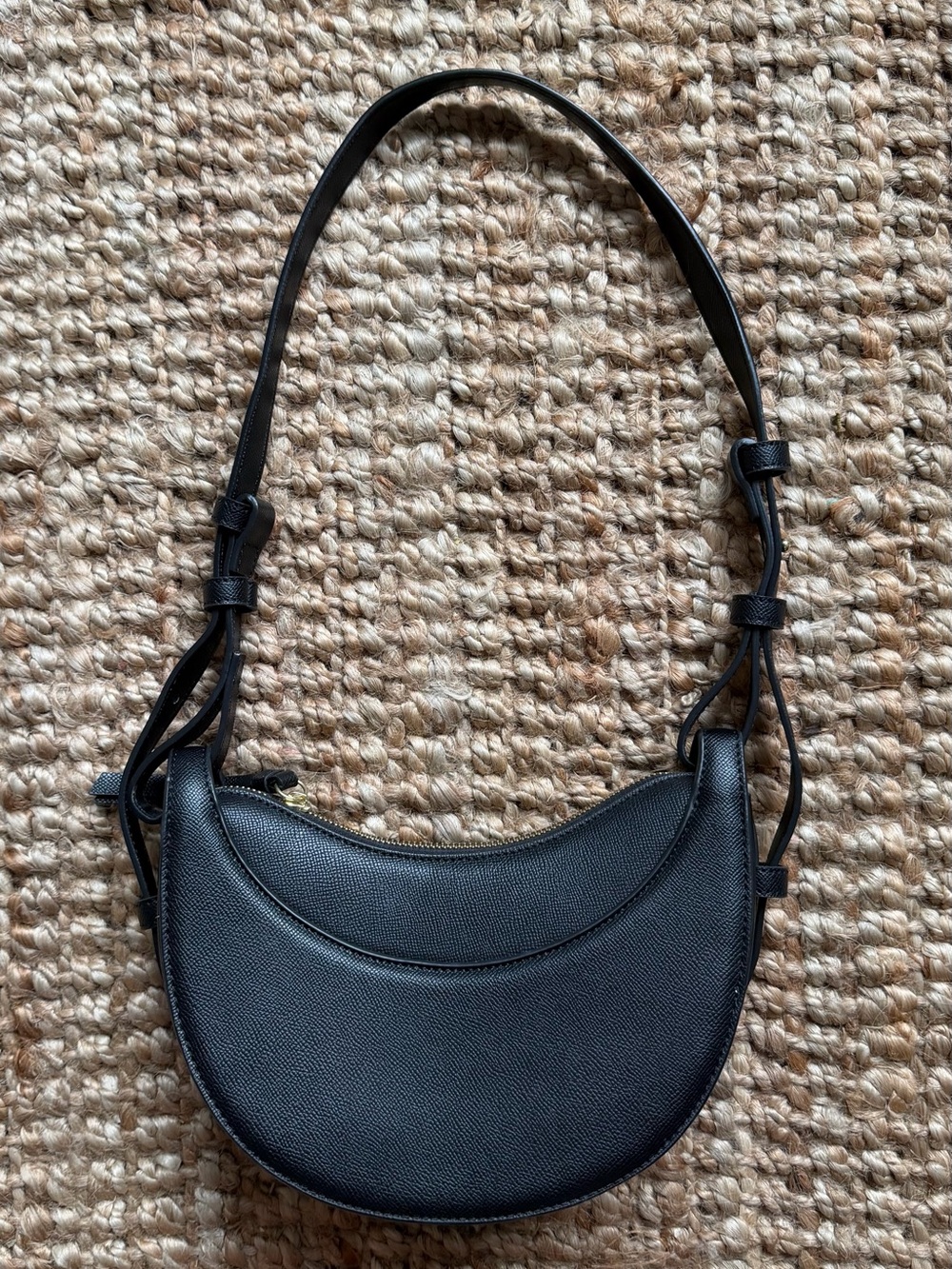 Amazon Black Crescent Shoulder Bag with Textured Finish